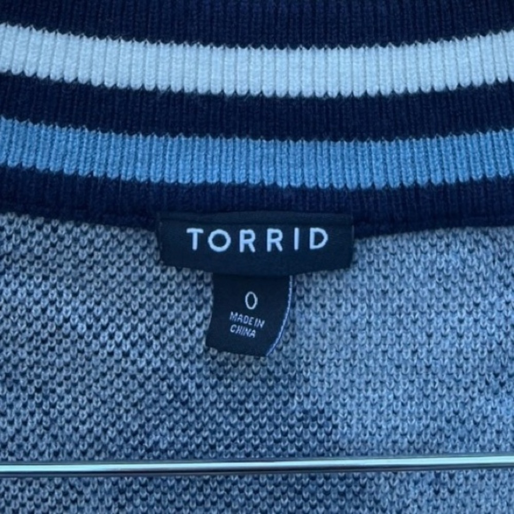 Torrid Everyday Soft V Neck Raglan Pullover Sweater Blue Argyle 0 - Picture 3 of 4